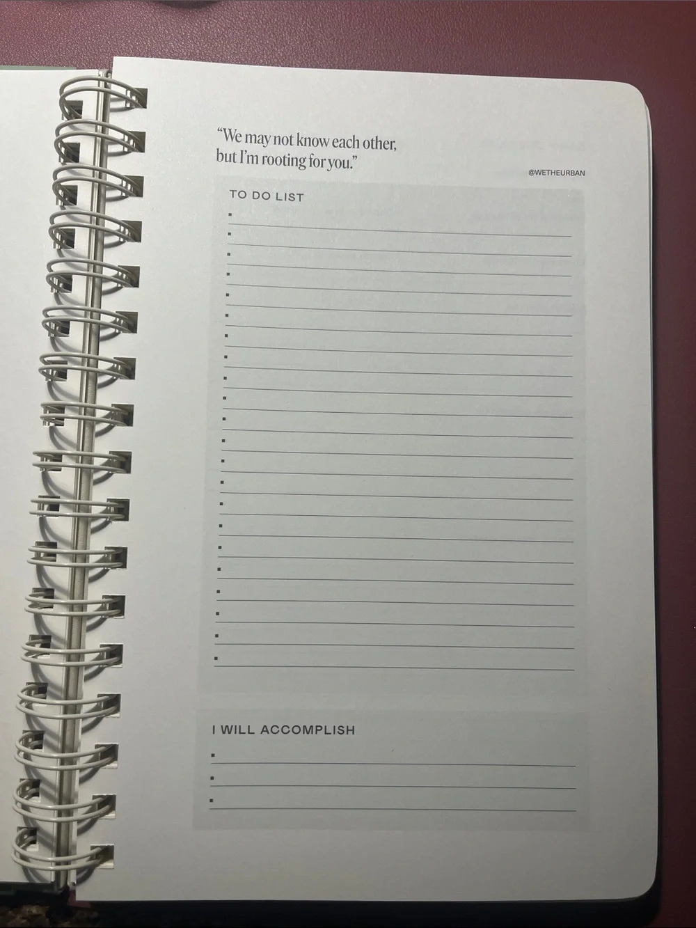My Daily Check-In Spiral Notebook — White with Gold Text